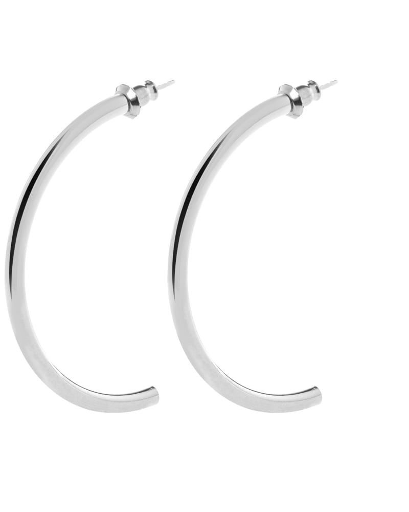 Front of a size one-size-fits-all Medium 1/2 Blaire Hoops Silver in Silver by Eklexic. | dia_product_style_image_id:283064